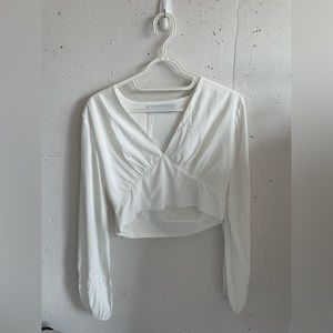White V-neck Blouse
